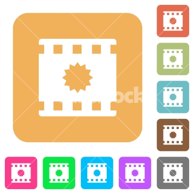 Certified movie rounded square flat icons - Certified movie flat icons on rounded square vivid color backgrounds.