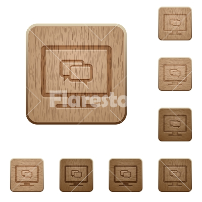 Chat application wooden buttons - Chat application on rounded square carved wooden button styles