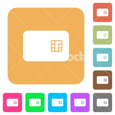Chip card rounded square flat icons - Chip card flat icons on rounded square vivid color backgrounds.