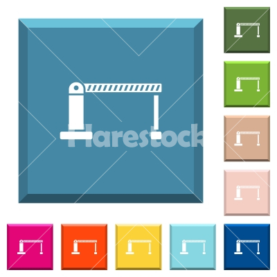 Closed barrier white icons on edged square buttons - Closed barrier white icons on edged square buttons in various trendy colors