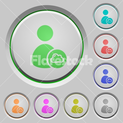 Cloud user account management push buttons - Cloud user account management color icons on sunk push buttons