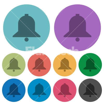Color bell flat icons - Color bell flat icon set on round background.