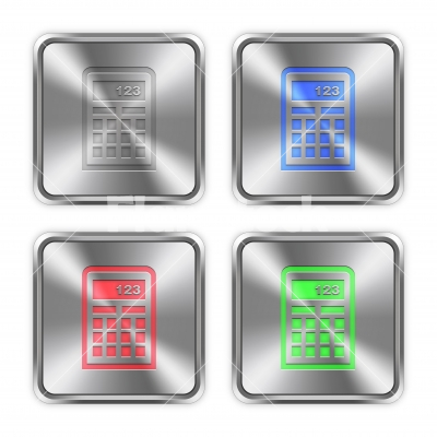 Color calculator steel buttons - Color calculator icons engraved in glossy steel push buttons.