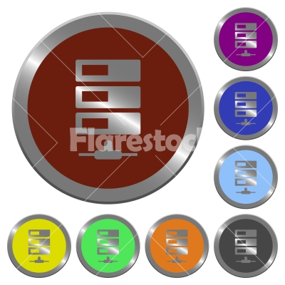 Color data network buttons - Set of color glossy coin-like data network buttons.