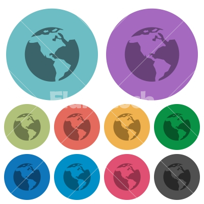 Color Earth flat icons - Color Earth flat icon set on round background.