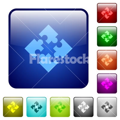 Color modules square buttons - Set of modules color glass rounded square buttons