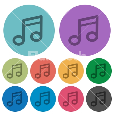 Color music flat icons - Color music flat icon set on round background.