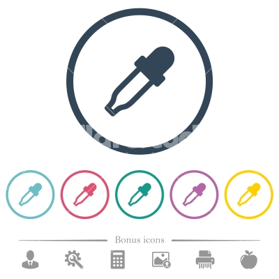 Color picker flat color icons in round outlines - Color picker flat color icons in round outlines. 6 bonus icons included.