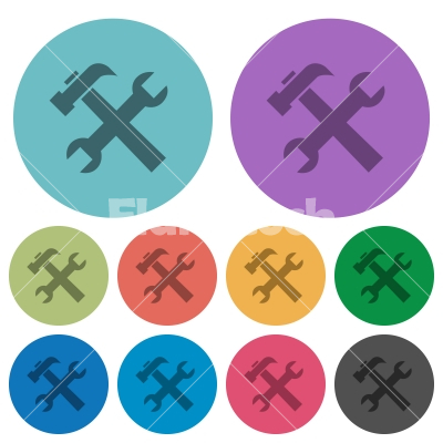 Color tools flat icons - Color tools flat icon set on round background. 10 variations included.