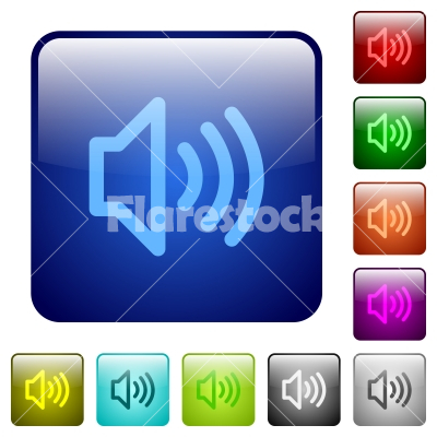 Color volume square buttons - Set of volume color glass rounded square buttons