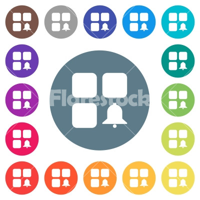 Component alert flat white icons on round color backgrounds - Component alert flat white icons on round color backgrounds. 17 background color variations are included.