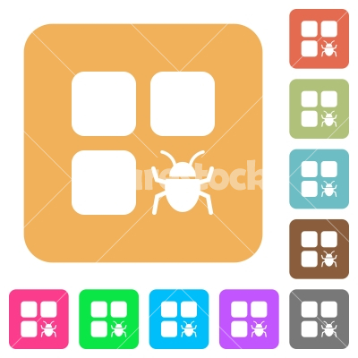 Component bug rounded square flat icons - Component bug flat icons on rounded square vivid color backgrounds. - Free stock vector