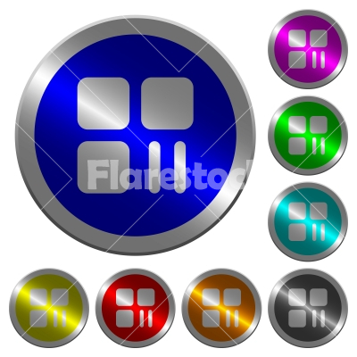 Component pause luminous coin-like round color buttons - Component pause icons on round luminous coin-like color steel buttons