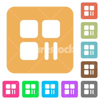 Component pause rounded square flat icons - Component pause flat icons on rounded square vivid color backgrounds.