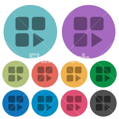 Component play color darker flat icons - Component play darker flat icons on color round background