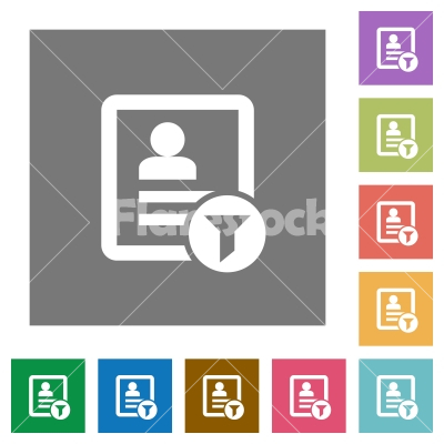 Contact filter square flat icons - Contact filter flat icons on simple color square backgrounds