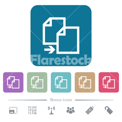 Copy item flat icons on color rounded square backgrounds - Copy item white flat icons on color rounded square backgrounds. 6 bonus icons included