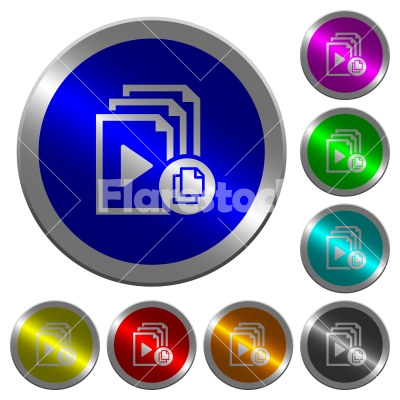 Copy playlist luminous coin-like round color buttons - Copy playlist icons on round luminous coin-like color steel buttons