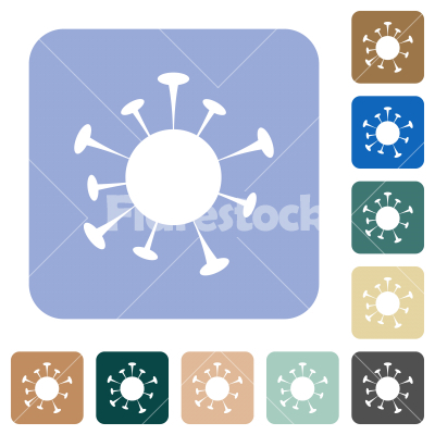 Corona virus rounded square flat icons - Corona virus white flat icons on color rounded square backgrounds
