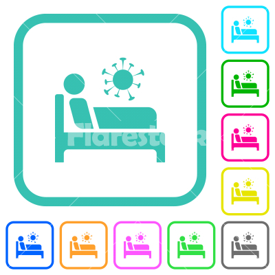 Covid ward vivid colored flat icons - Covid ward vivid colored flat icons in curved borders on white background