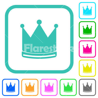 Crown vivid colored flat icons - Crown vivid colored flat icons in curved borders on white background