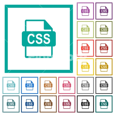 CSS file format flat color icons with quadrant frames - CSS file format flat color icons with quadrant frames on white background