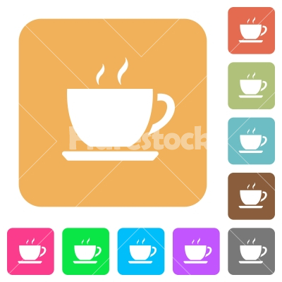Cup of coffee rounded square flat icons - Cup of coffee flat icons on rounded square vivid color backgrounds.