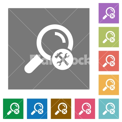 Customize search square flat icons - Customize search flat icons on simple color square backgrounds