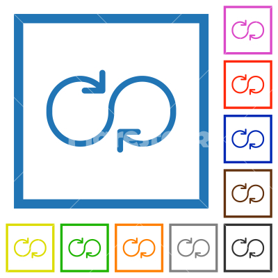 Cycle flat framed icons - Cycle flat color icons in square frames on white background