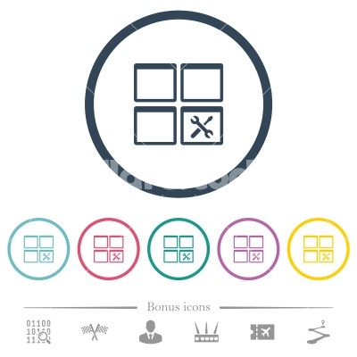 Dashboard tools flat color icons in round outlines - Dashboard tools flat color icons in round outlines. 6 bonus icons included.