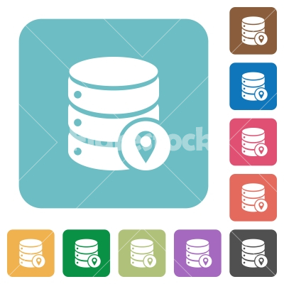 Database location rounded square flat icons - Database location white flat icons on color rounded square backgrounds