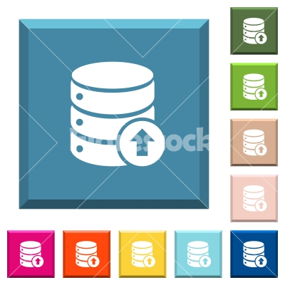 Database move up white icons on edged square buttons - Database move up white icons on edged square buttons in various trendy colors