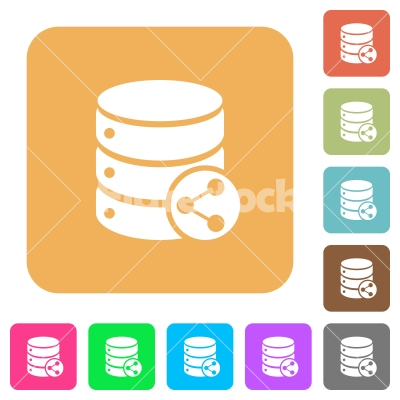 Database table relations rounded square flat icons - Database table relations flat icons on rounded square vivid color backgrounds.