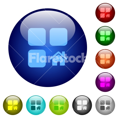 Default component color glass buttons - Default component icons on round color glass buttons