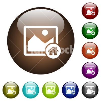 Default image color glass buttons - Default image white icons on round color glass buttons
