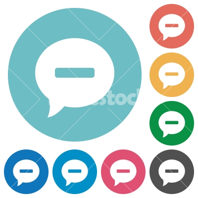 Delete comment flat round icons - Delete comment flat white icons on round color backgrounds