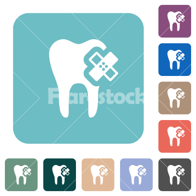 Dental care rounded square flat icons - Dental care white flat icons on color rounded square backgrounds
