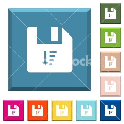 Descending file sort white icons on edged square buttons - Descending file sort white icons on edged square buttons in various trendy colors