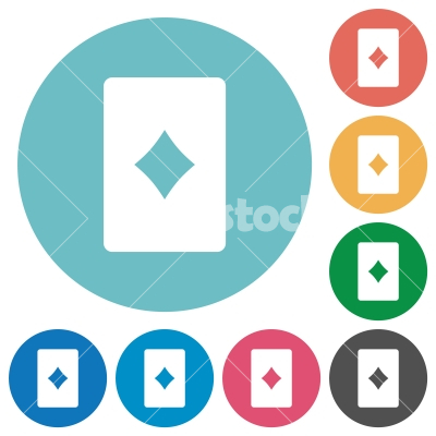 Diamond card symbol flat round icons - Diamond card symbol flat white icons on round color backgrounds