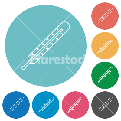 Digital thermometer outline flat round icons - Digital thermometer outline flat white icons on round color backgrounds