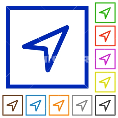 Direction arrow flat framed icons - Direction arrow flat color icons in square frames