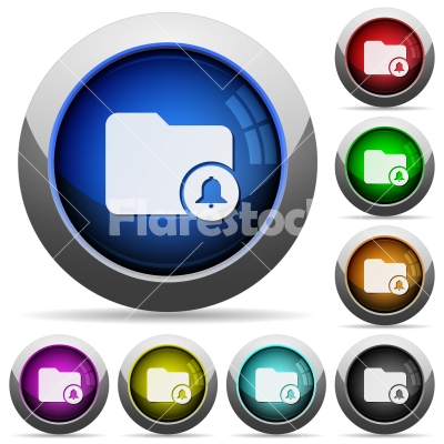 Directory alerts round glossy buttons - Directory alerts icons in round glossy buttons with steel frames