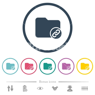 Directory attachment flat color icons in round outlines - Directory attachment flat color icons in round outlines. 6 bonus icons included.