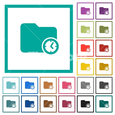 Directory creation time flat color icons with quadrant frames - Directory creation time flat color icons with quadrant frames on white background