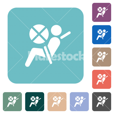 Disabled air bag dashboard indicator rounded square flat icons - Disabled air bag dashboard indicator white flat icons on color rounded square backgrounds