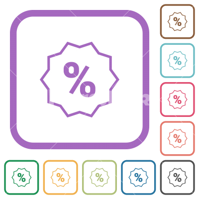 Discount sticker outline simple icons - Discount sticker outline simple icons in color rounded square frames on white background