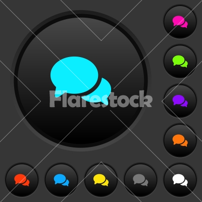Discussion dark push buttons with color icons - Discussion dark push buttons with vivid color icons on dark grey background