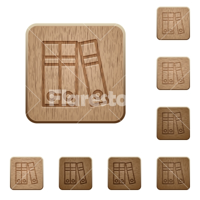 Document folders wooden buttons - Set of carved wooden Document folders buttons in 8 variations.