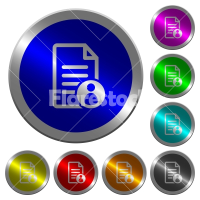 Document owner luminous coin-like round color buttons - Document owner icons on round luminous coin-like color steel buttons