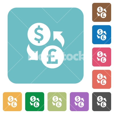 Dollar Pound exchange square flat icons - Dollar Pound exchange flat icons on simple color square background. - Free stock vector